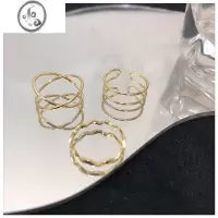 JiMi3只装戒指~小众ins冷淡风组合叠戴指环女交叉素圈极细显瘦食指戒