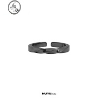 JiMi黑色莫比乌斯环戒指男开口可调节高级感潮牌食指痞帅个性小众装饰