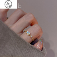 JiMi[SIYUE]方钻戒指女冷淡风网红可调节潮ins双层锆石食指戒潮