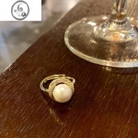 JiMi气质个性珍珠锆石戒指女韩国轻奢高级感开口食指环时尚网红配饰品