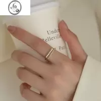 JiMi珍珠戒指女2022年新款潮时尚个性食指戒小众设计简约可调节开口戒
