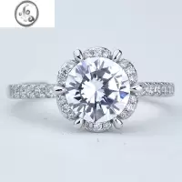 JiMi结婚求婚仿莫桑石对戒2.5克拉假钻戒雪花锆石装饰小众设计戒指女