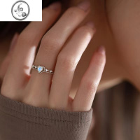 JiMi月光石爱心戒指女小众设计气质食指戒高级感小碎钻双层锆石手饰