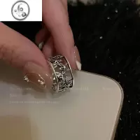 JiMi做旧星星金属开口戒指女复古网红情侣食指戒小众设计感高级指环潮