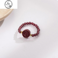 JiMi朱砂玫瑰花戒指女款红宝石时尚个性石榴石小众设计复古菡萏食指环
