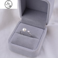 JiMi925银银戒指珍珠戒指开口可调节闪钻四爪不掉色小众设计冷淡风ins