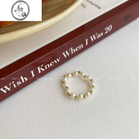 JiMi时尚个性金属锆石珍珠戒指小众设计指环简约高级感手饰食指戒新款