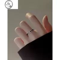 JiMi黑色戒指女设计小众开口戒指女时尚个性银戒指新款高级感轻奢指环