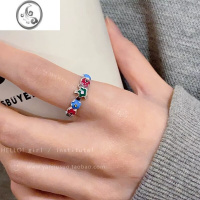 JiMi珐琅彩色滴釉花朵戒指女小众时尚高级感甜酷风指环可调节手饰品