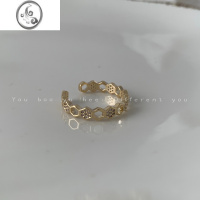 JiMi菱形孔微镶锆石开口戒指可调节食指戒时尚个性ins小众设计感指环