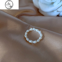 JiMi轻奢小众设计感珍珠戒指女时尚个性ins潮冷淡风复古简约网红食指