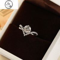 JiMi一克拉仿真钻戒情侣戒指四爪女戒活口可调节结婚对戒婚礼仪式道具