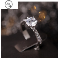 JiMi一克拉六爪仿真钻戒情侣结婚对戒活口可调节戒指婚礼仪式用道具