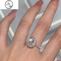 JiMi自制清透人工钻石仿真钻戒戒指鸽子蛋椭圆1克拉宝石碎钻高级感女