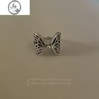 JiMi有够抓眼球 复古简洁镂空线条蝴蝶戒指千禧辣妹Y2K时髦小众戒指女