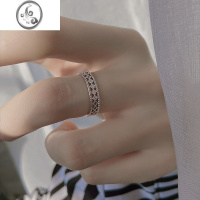 JiMi925银银镂空戒指食指个性轻奢ins小众设计高级感指环开口戒冷淡风