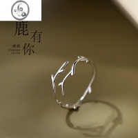 JiMi[]925银银鹿角戒指女个性冷淡风小众设计ins可调节时尚个性
