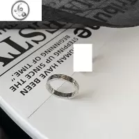 JiMi高级感玫瑰金食指闭口戒指女ins简约钛钢小众时尚个性几何配饰品