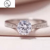 JiMi仿真钻戒情侣结婚对戒婚礼仪式用的假道具一克拉六爪简约活口戒指