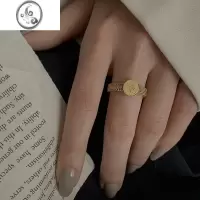 JiMi洗手不用摘硬币风女王头像小众设计高级感法式复古气质中指戒指女