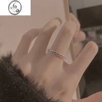 JiMi925银银七彩爱心戒指女小众设计高级感食指环2023年新款潮开口戒