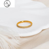 JiMi排钻戒指女金设计小众高级感时尚个性彩金极细玫瑰金皓石指环