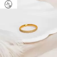 JiMi排钻戒指女金设计小众高级感时尚个性彩金极细玫瑰金皓石指环