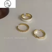 JiMi时尚个性套装组合素圈食指戒指女ins潮复古冷淡风开口可调节指环