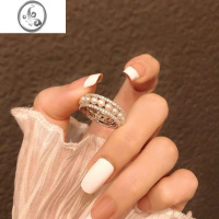 JiMi新款 法式小蛮腰珍珠戒指食指戒指环女925轻奢小众设计送女友礼物