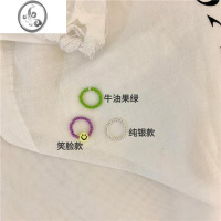 JiMiins小众个性笑脸弹力戒指尾戒925银银脚戒韩国设计彩色瑜伽脚指环