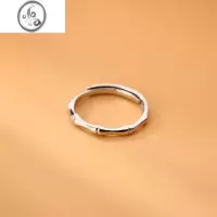 JiMi银银简约竹节开口戒指女小众设计小清新气质指环冷淡风时尚个性男