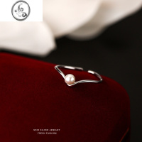 JiMi925银银珍珠食指戒指女设计小众2023年新款潮素圈高级感轻奢指环
