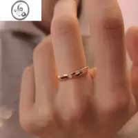 JiMi显白金小众设计ins潮时尚个性复古镶钻光面简约戒指对戒情侣