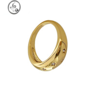 JiMi法式高级感铜镀金戒指欧美复古vintage金属潮流螺纹镶钻指环女