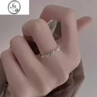 JiMi925银银波光粼粼戒指女小众设计食指戒简约冷淡风素圈指环戒细款