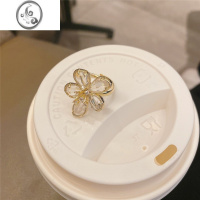 JiMi花朵戒指女生小众设计高级感可调节开口指环情侣食指素圈个性时尚