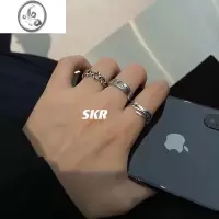 JiMiSKR~925银韩版复古罗马数字戒指女个性ins风简约开口可调节指环男