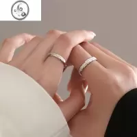 JiMiS925银银星河情侣对戒素圈戒指小众设计异地恋自律男女开口食指戒