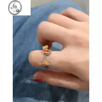 JiMi可爱弹簧狗戒指女ins小众设计开口戒可调节个性时尚指环