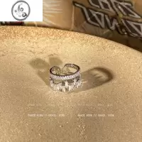 JiMi太闪了吧!双层戒指女设计小众轻奢可调节食指戒2023年新款潮指环
