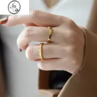 JiMi轻奢小众简约个性水晶蜂巢金色戒指女时尚百搭小众ins风潮不掉色