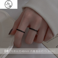 JiMi 黑色指环戒指女小众设计戒指女时尚个性银戒指2023年新款潮