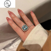 JiMi韩国轻奢小众设计高级感2克拉仿真蓝宝石钻戒指女精致ins潮食指戒