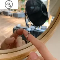 JiMi金爱心女戒指ins食指戒时尚个性轻奢小众尾戒小指钛钢饰品细圈