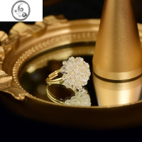 JiMi半糖「夏结霜花」复古水晶花朵戒指精致气质高级感优雅百搭轻奢女