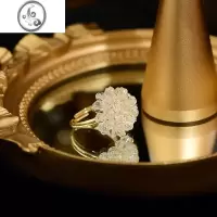 JiMi半糖「夏结霜花」复古水晶花朵戒指精致气质高级感优雅百搭轻奢女