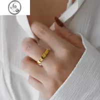 JiMi高级感光面鳞片戒指女指环不掉色小众轻奢设计七夕送女友简约
