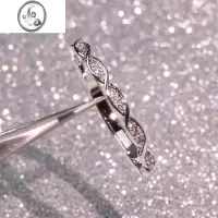JiMi银银925日韩风格极简细尾女款单排仿真钻戒关节尾戒扭臂 麻花戒指