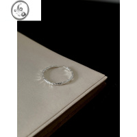 JiMiS925银银戒指女设计小众开口锡纸肌理戒指冷淡风细圈叠戴指环银饰