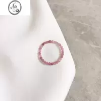 JiMi粉红碧玺水晶纤细极细小串珠关节戒指环男女